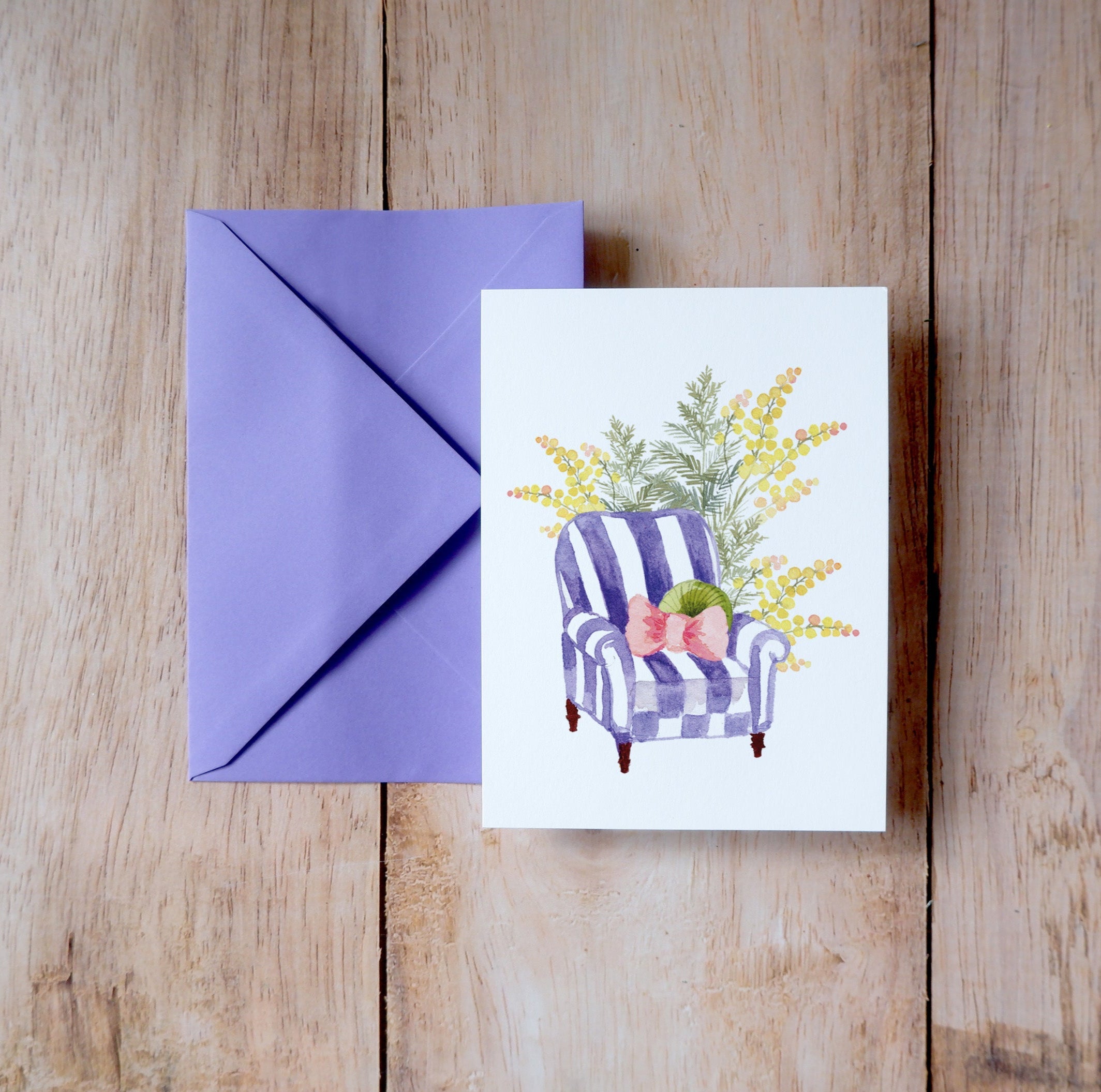 CARTE (+enveloppe mauve) - Fauteuil mimosa