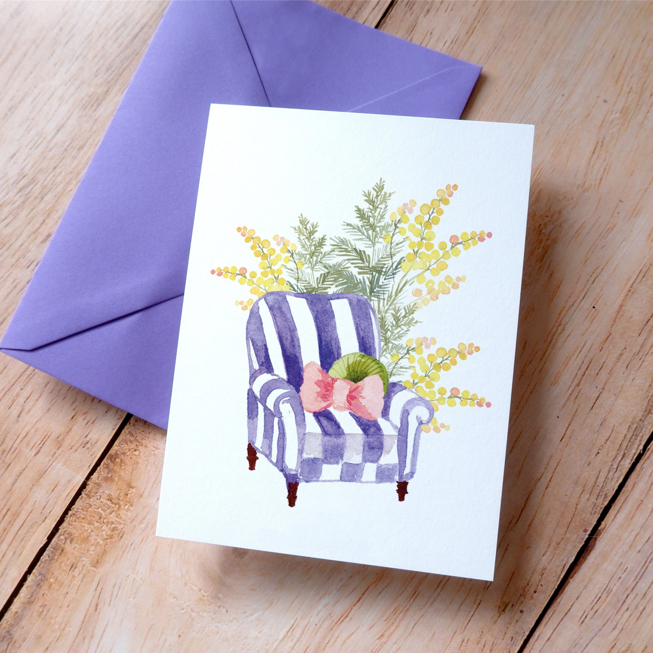 CARTE (+enveloppe mauve) - Fauteuil mimosa