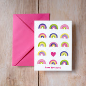 CARTE (+enveloppe rose) - LOVE rose fluo