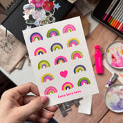 CARTE (+enveloppe rose) - LOVE rose fluo