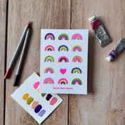 CARTE (+enveloppe rose) - LOVE rose fluo