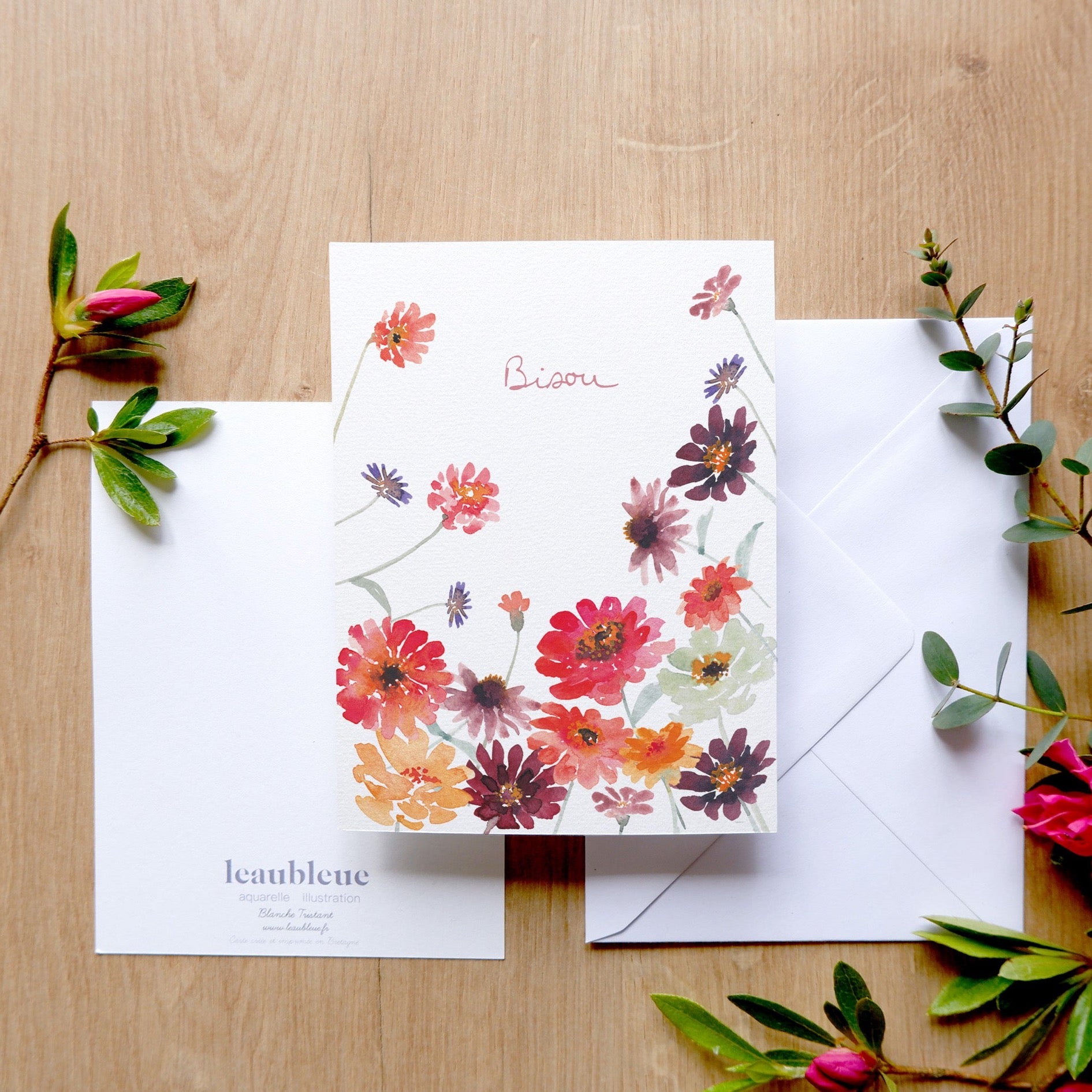 CARTE (+enveloppe blanche) - "Bisou"