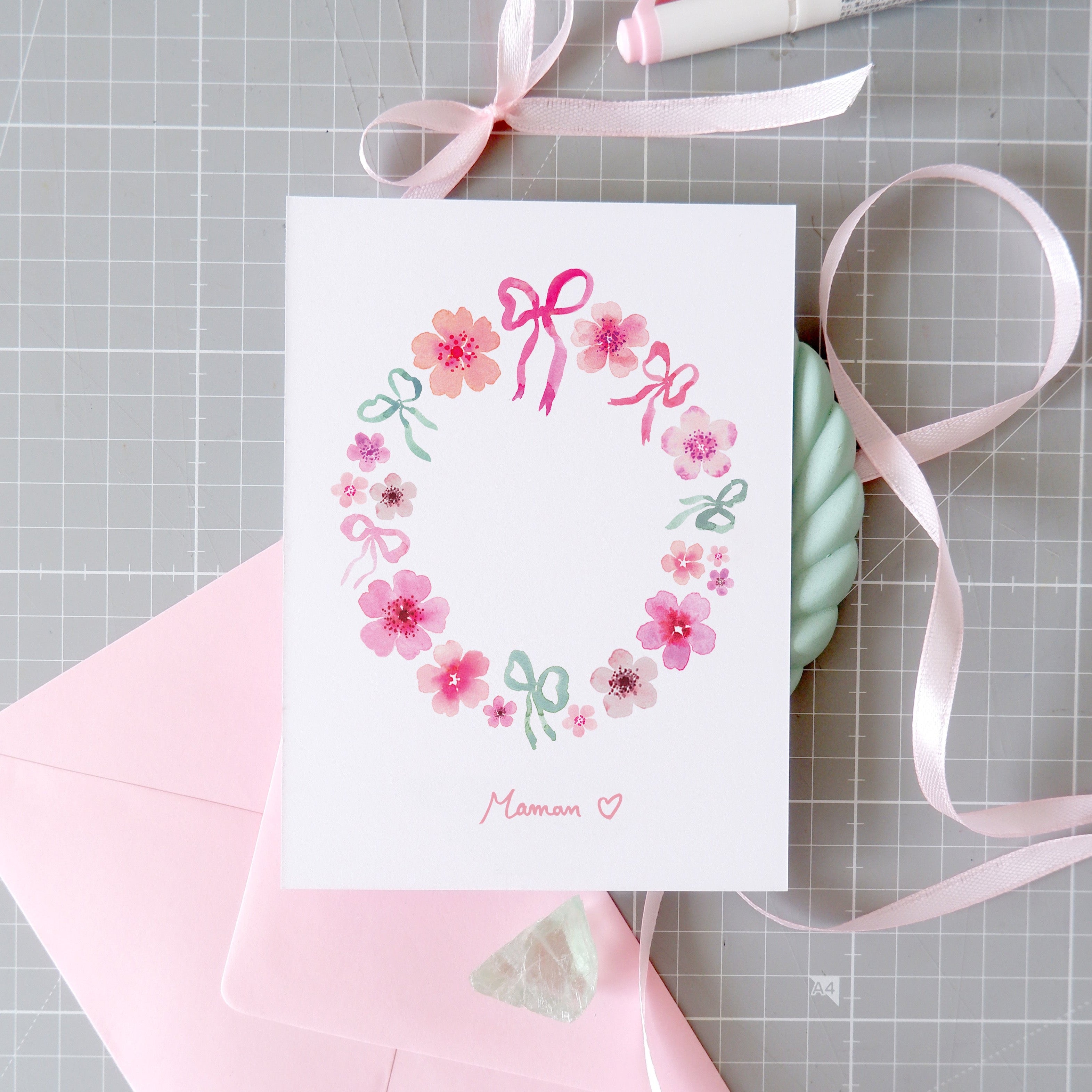 Maman 🩷 (+enveloppe rose poudré )