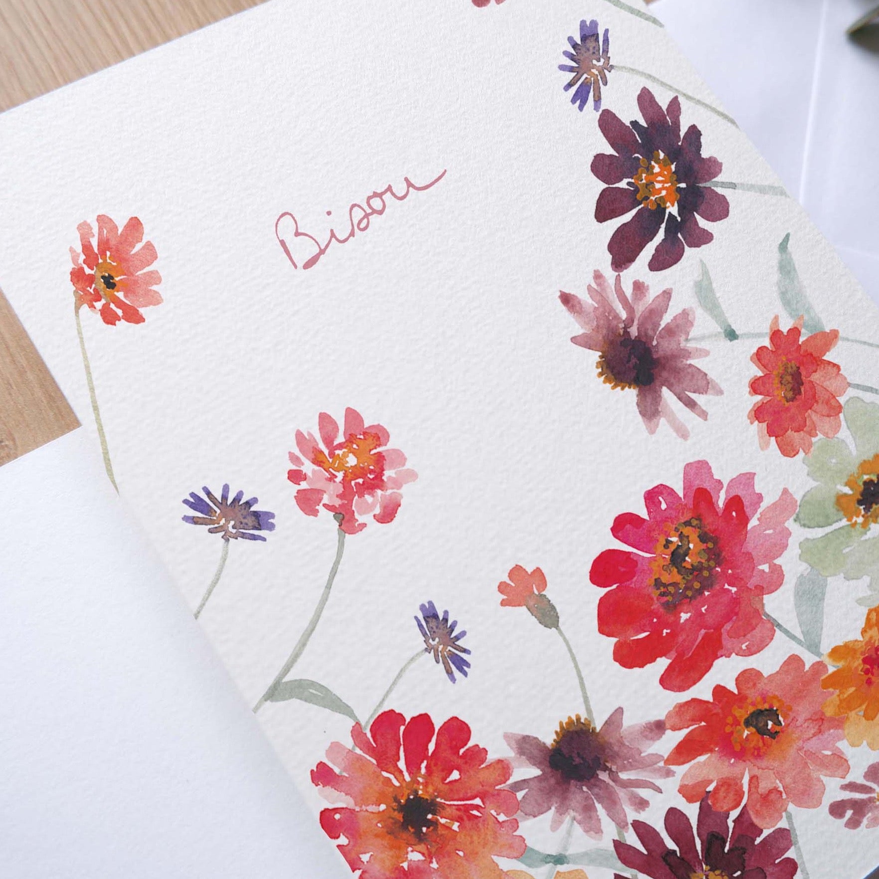 CARTE (+enveloppe blanche) - "Bisou"