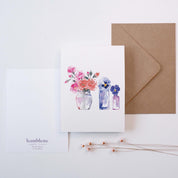 CARTE (+enveloppe kraft) - Petits vases pensées