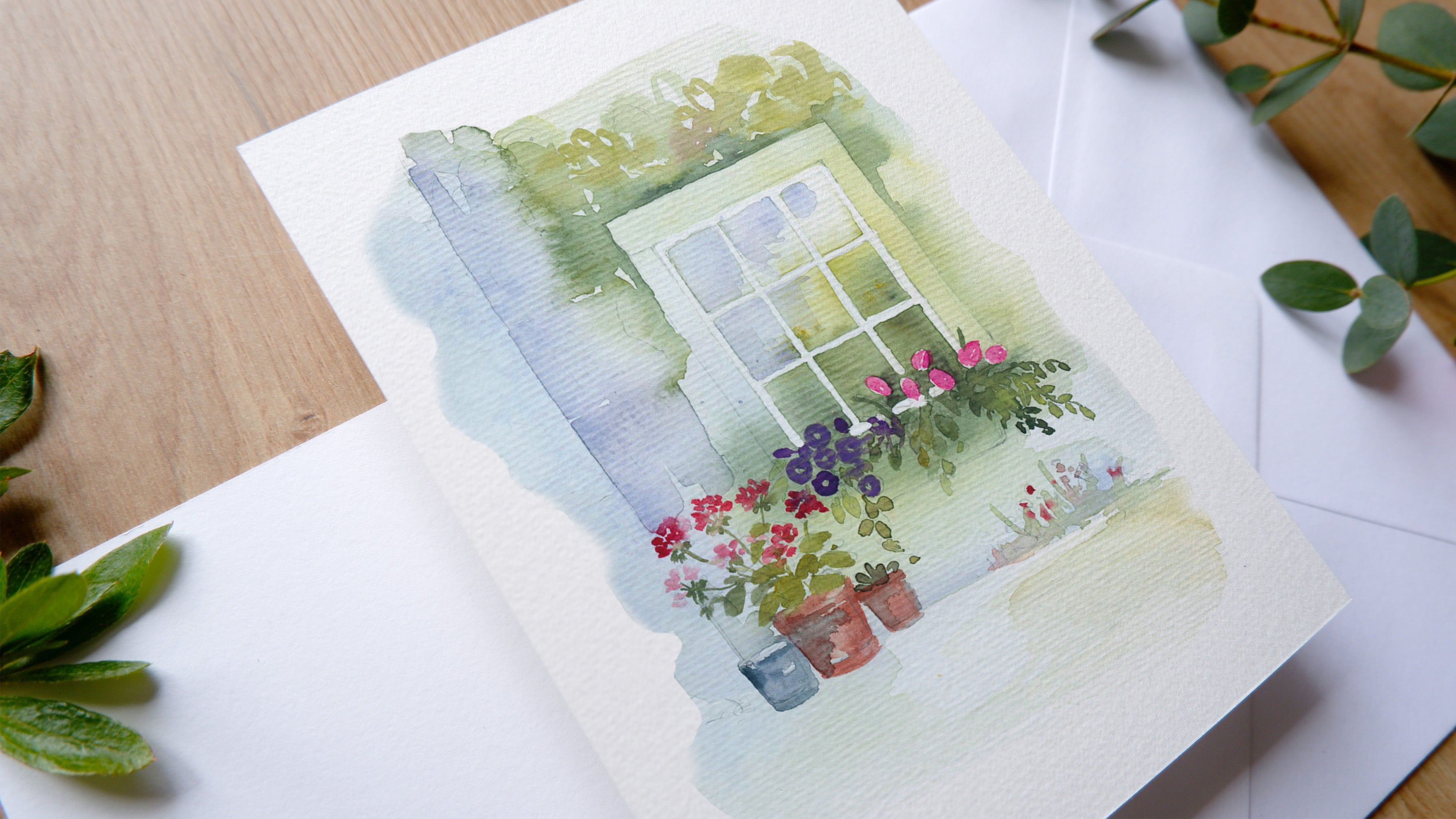 CARTE (+enveloppe blanche) - Fenêtre fleurie