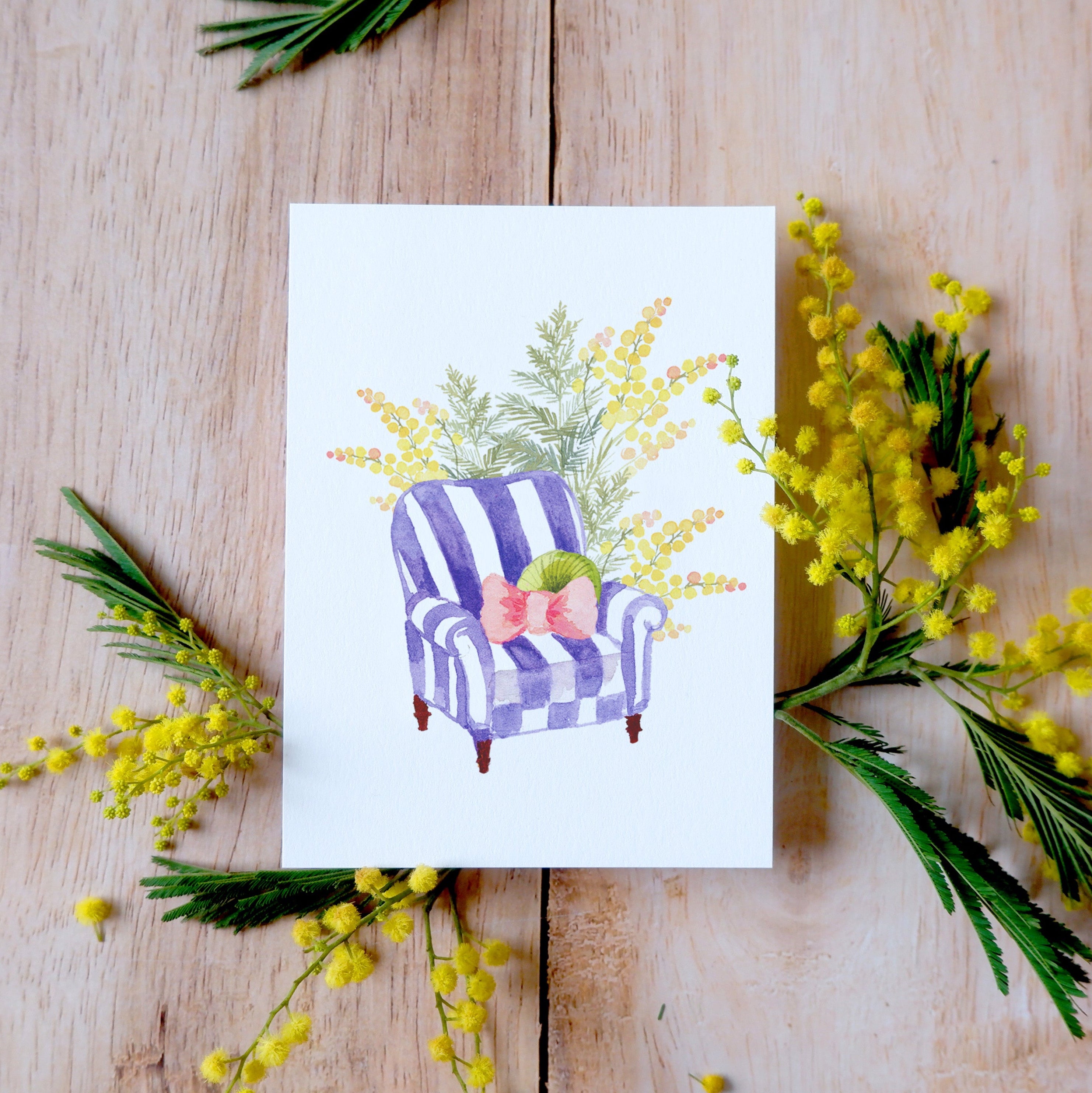 CARTE (+enveloppe mauve) - Fauteuil mimosa