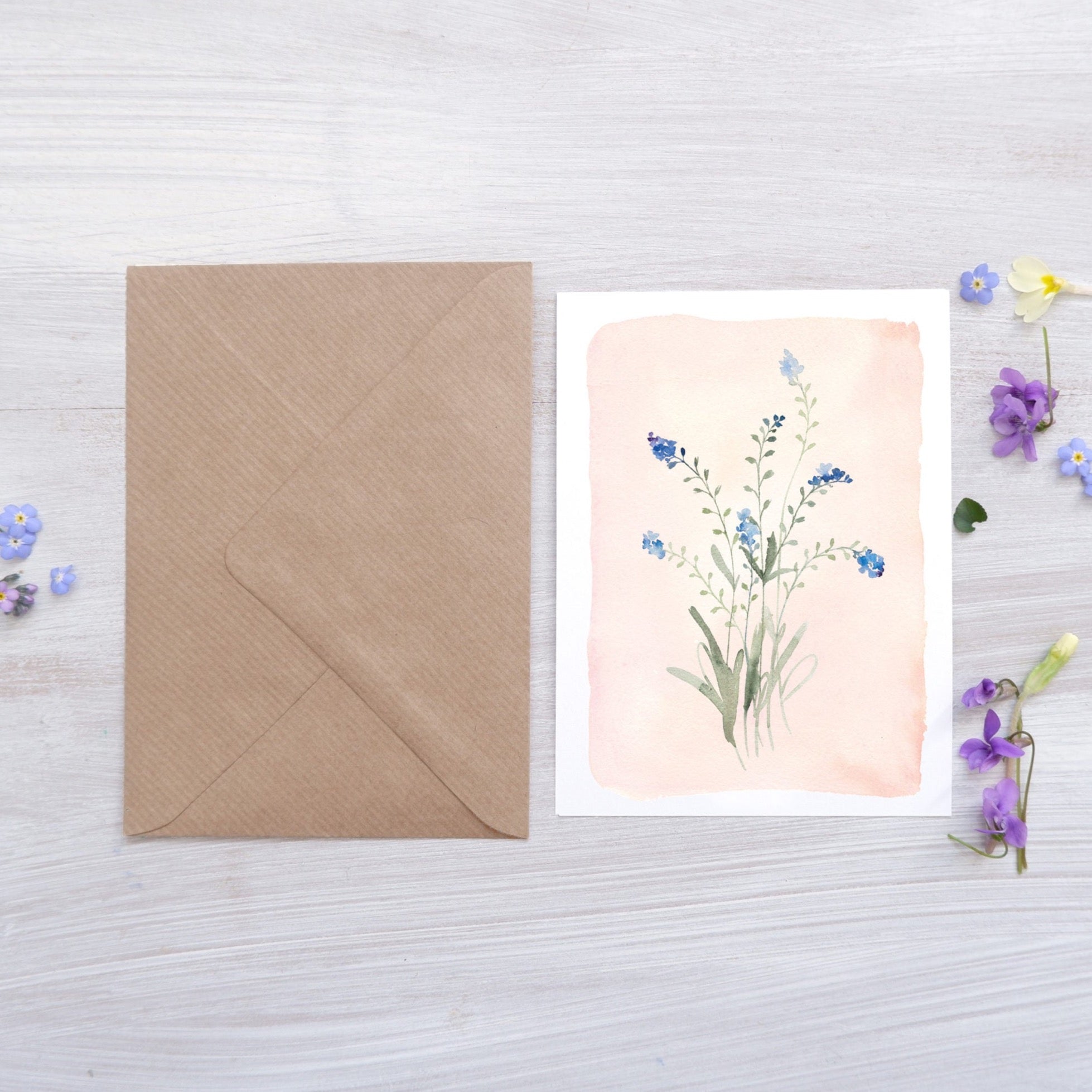 CARTE (+enveloppe kraft) - Myosotis