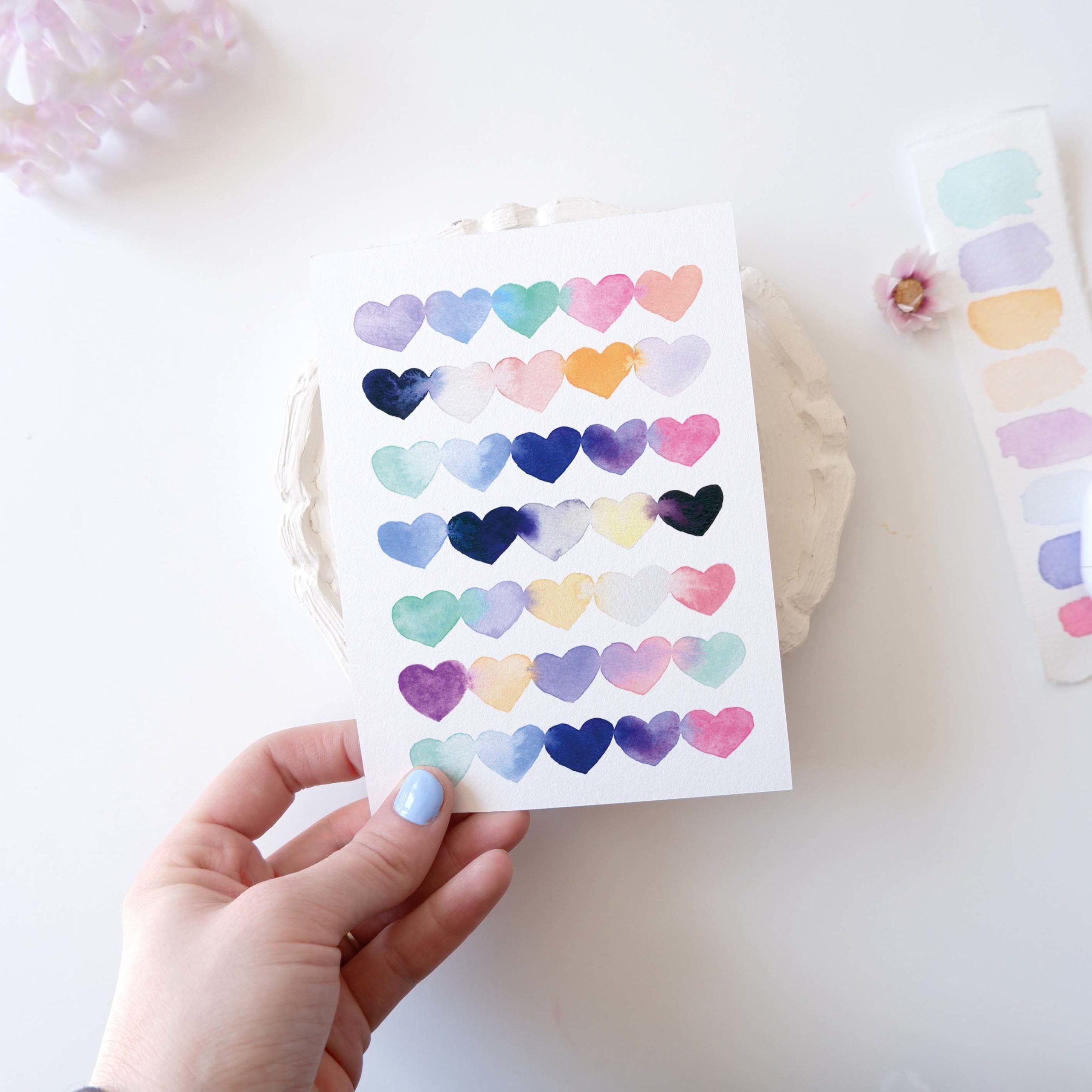 CARTE (+enveloppe blanche) - coeurs