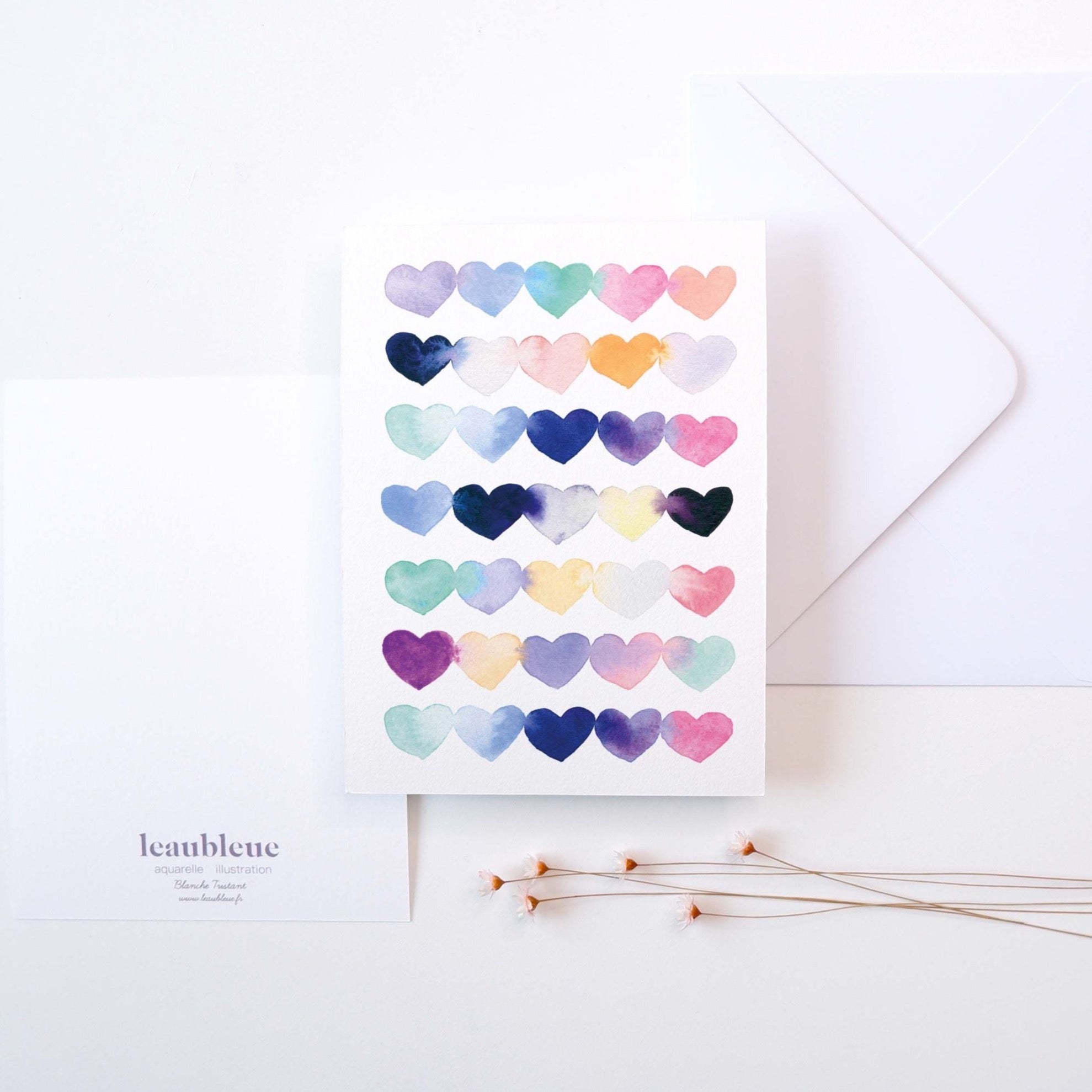 CARTE (+enveloppe blanche) - coeurs