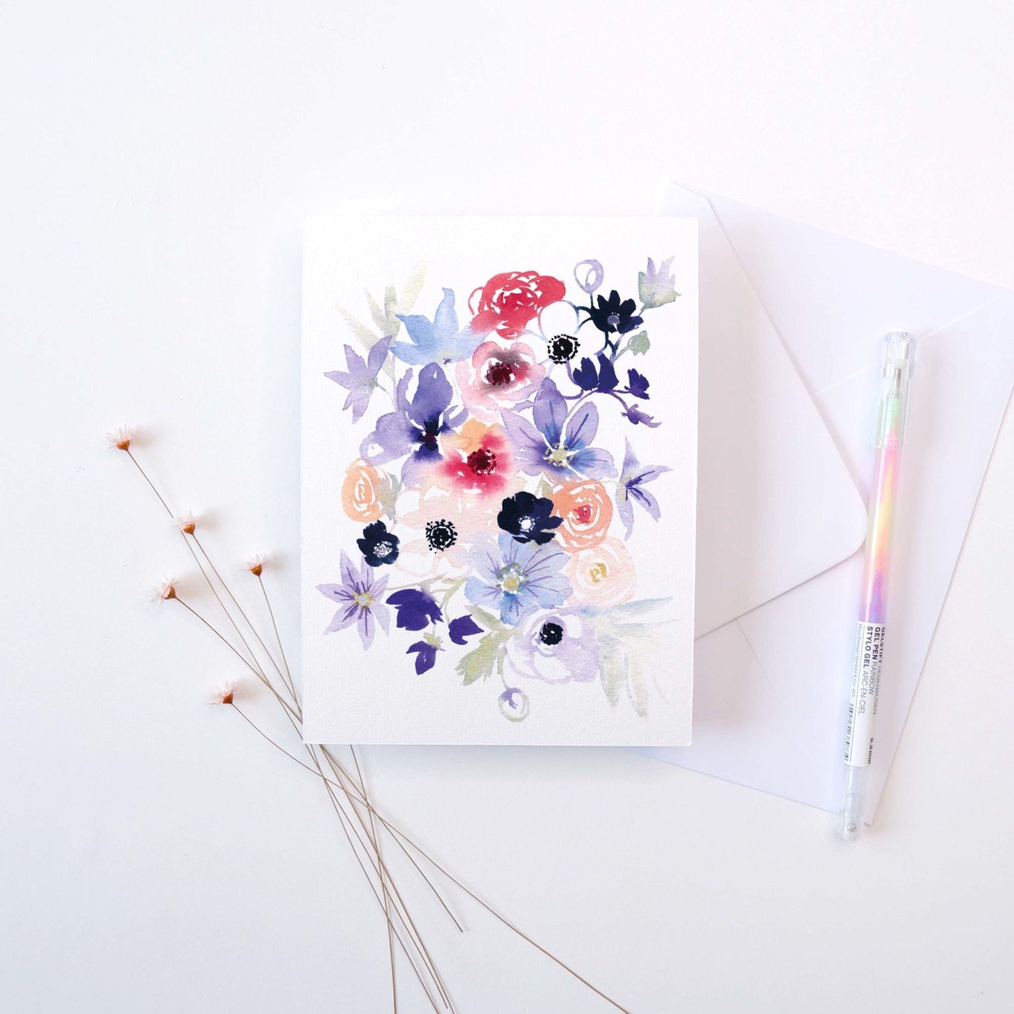 CARTE (+enveloppe blanche) - Bouquet Pastel