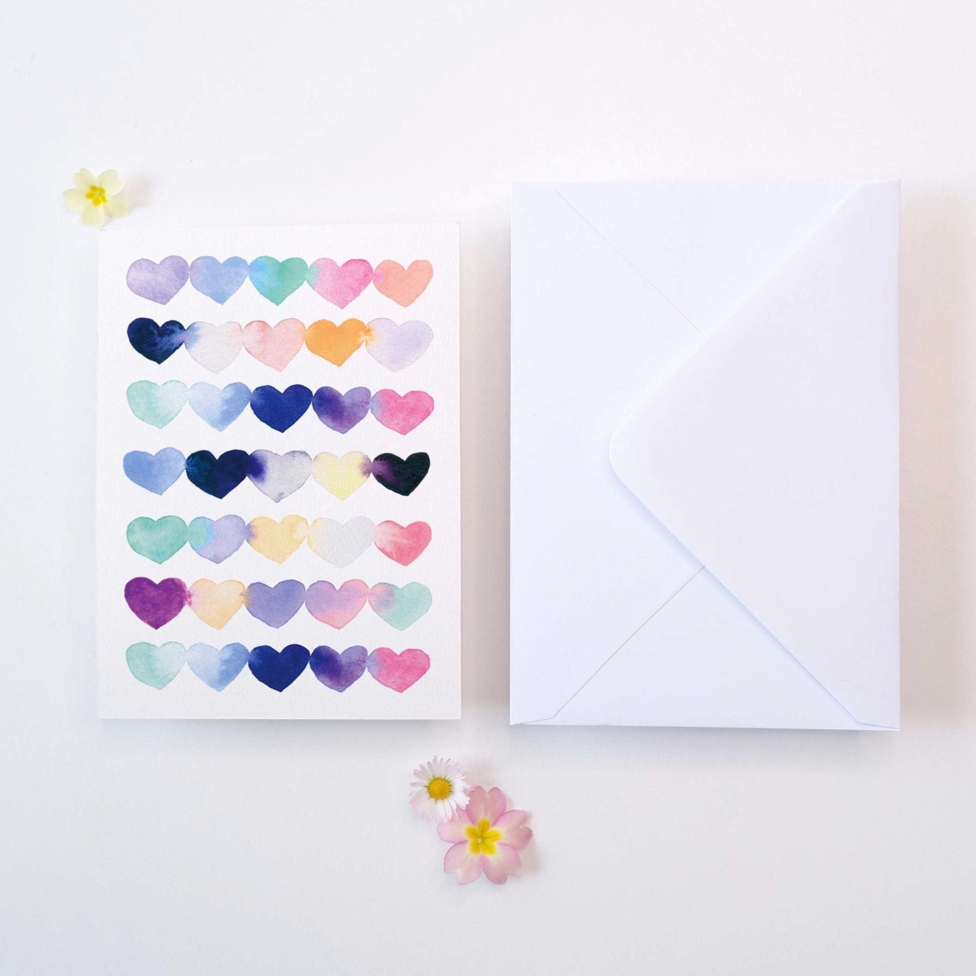 CARTE (+enveloppe blanche) - coeurs