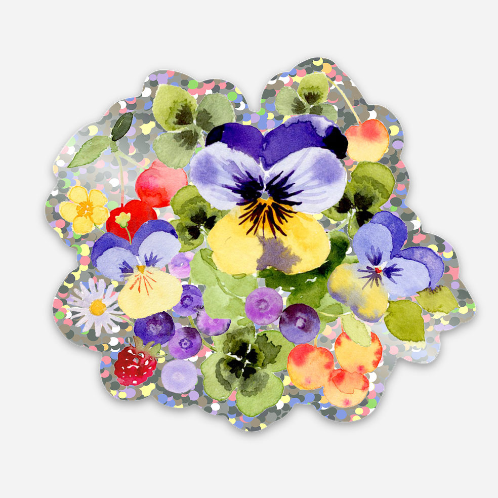 Sticker paillettes fleurs et fruits