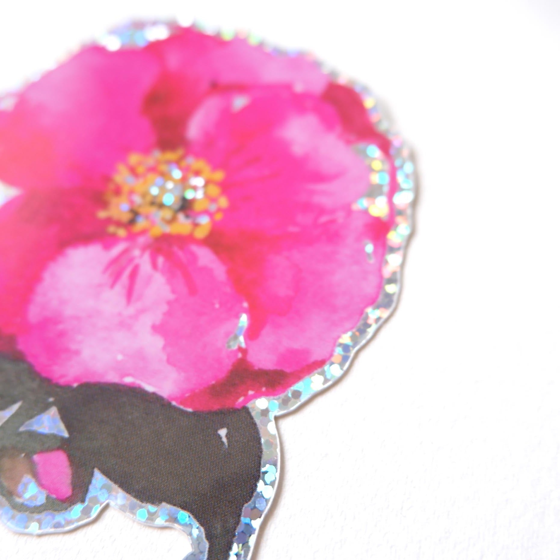 Sticker vinyle "Camélia Paillettes"
