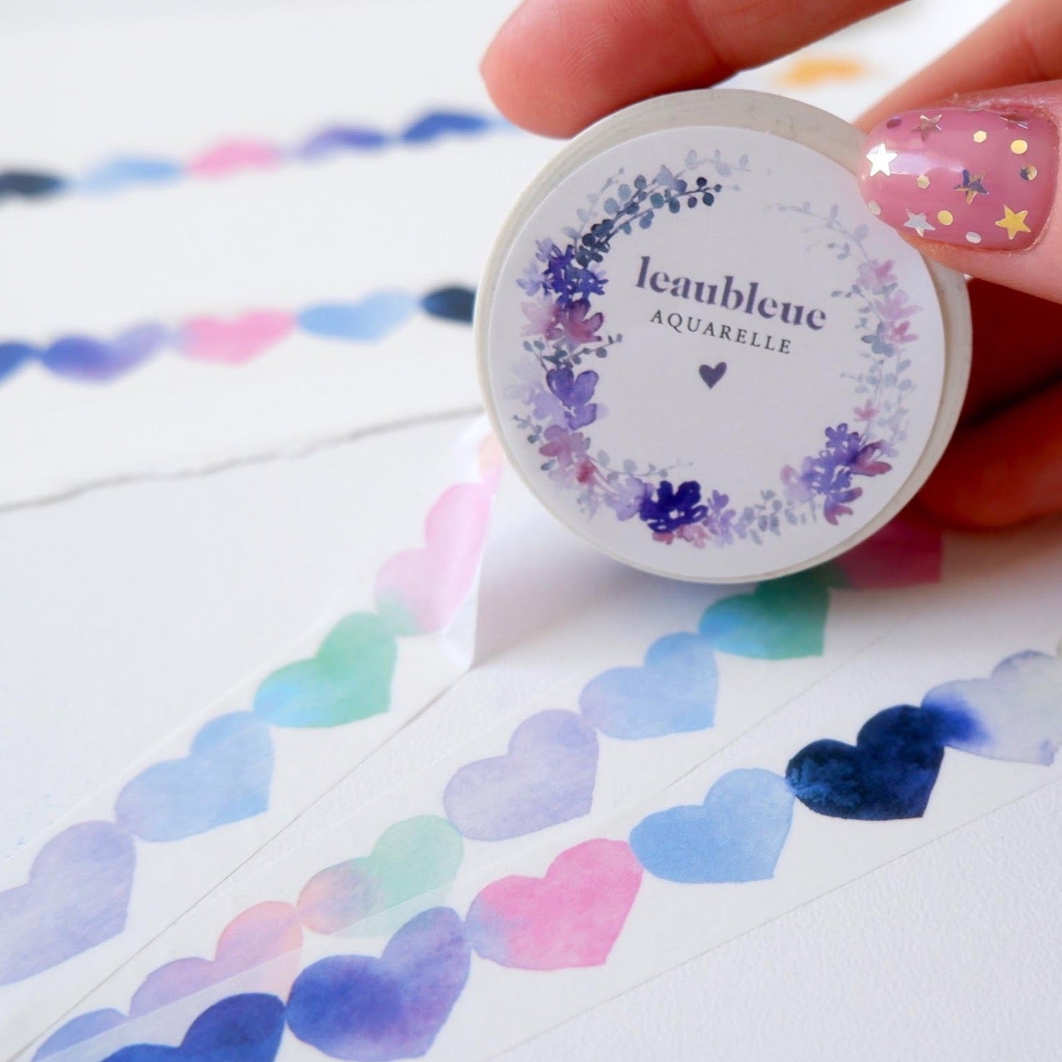 Washi tape coeurs pastel