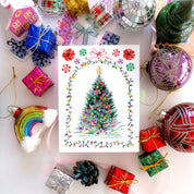 Carte double "Sapin" + enveloppe kraft