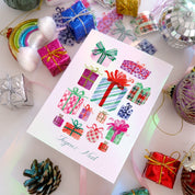 Carte double "Cadeaux" + enveloppe kraft