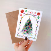 Carte double "Sapin" + enveloppe kraft