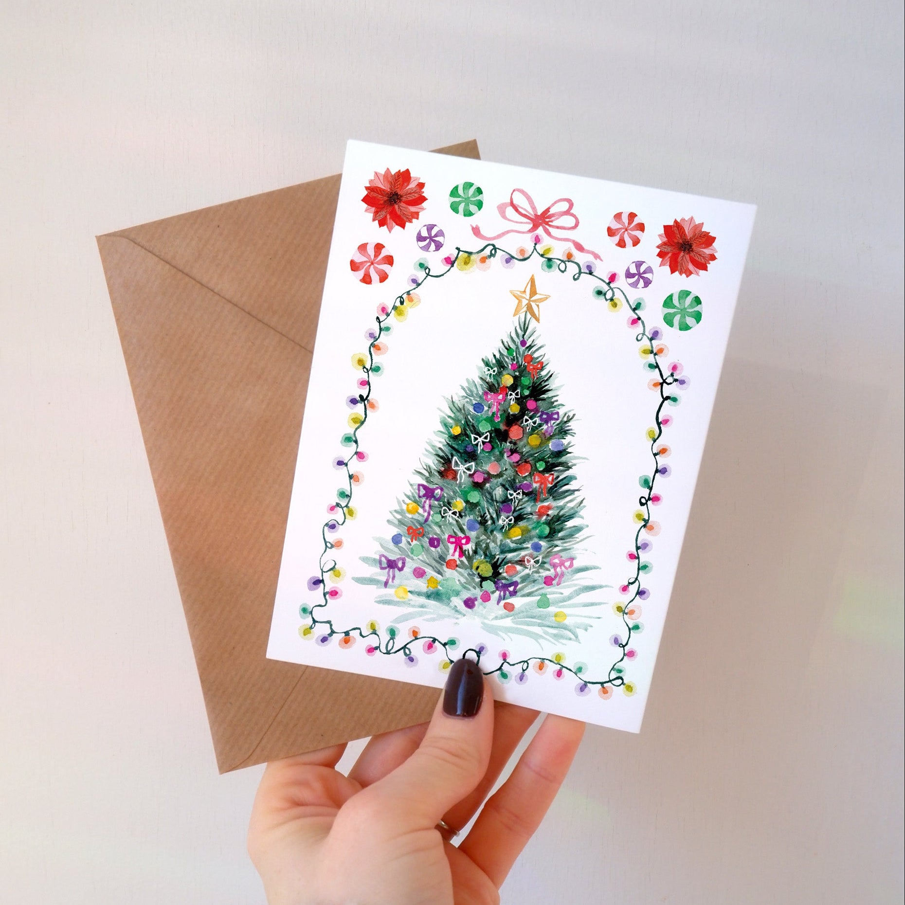 Carte double "Sapin" + enveloppe kraft