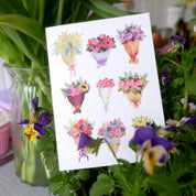 Carte double "Bouquets" + enveloppe jaune pale