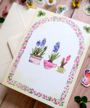 CARTE petit vase Jacinthe (+enveloppe jaune pâle)
