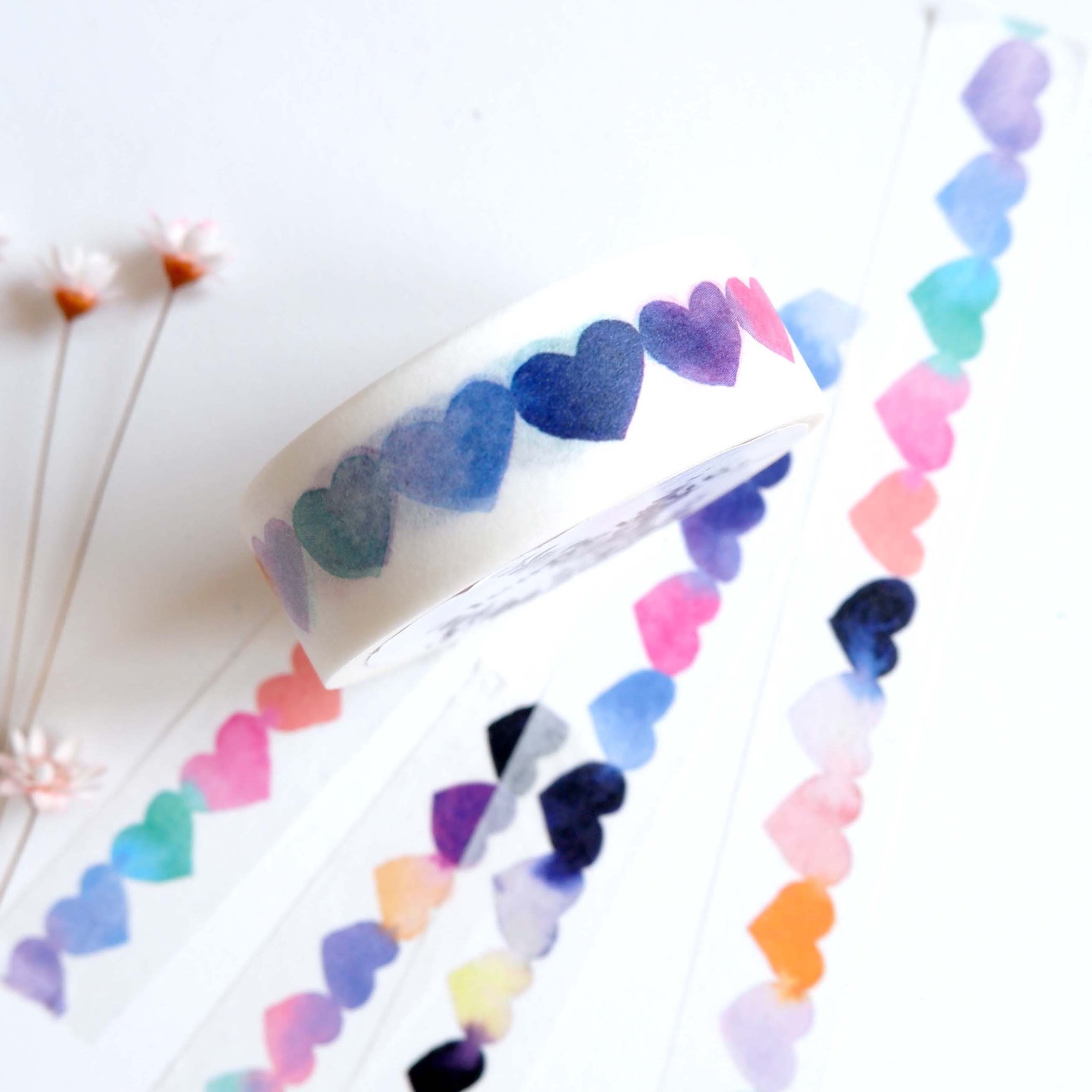 Washi tape coeurs pastel