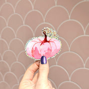 Sticker paillettes "Citrouille rose"