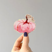 Sticker paillettes "Citrouille rose"