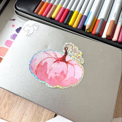 Sticker paillettes "Citrouille rose"