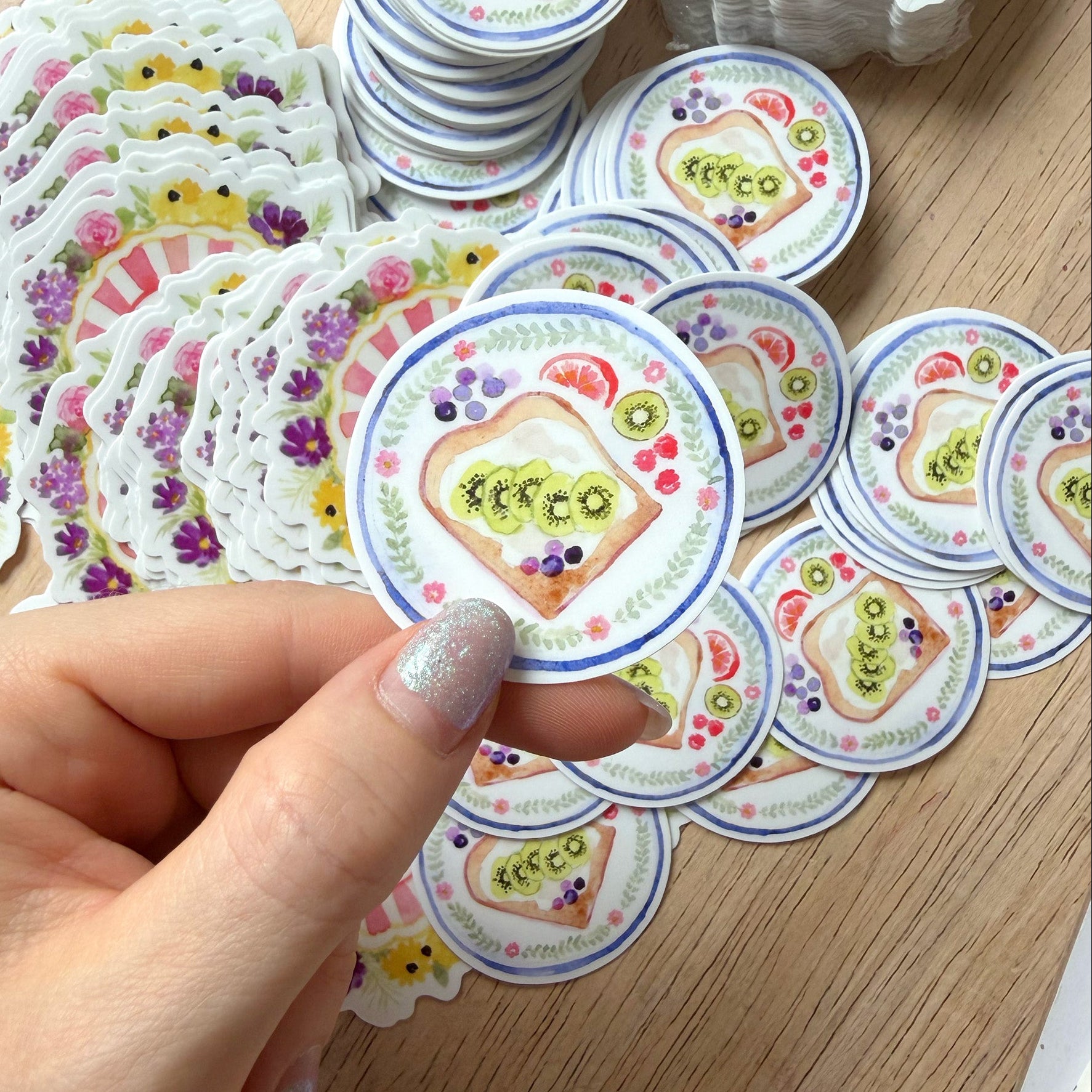 Lot de stickers vinyle "Assiettes fruitées"