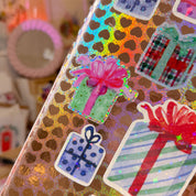 Sticker paillettes Cadeau noeud rose