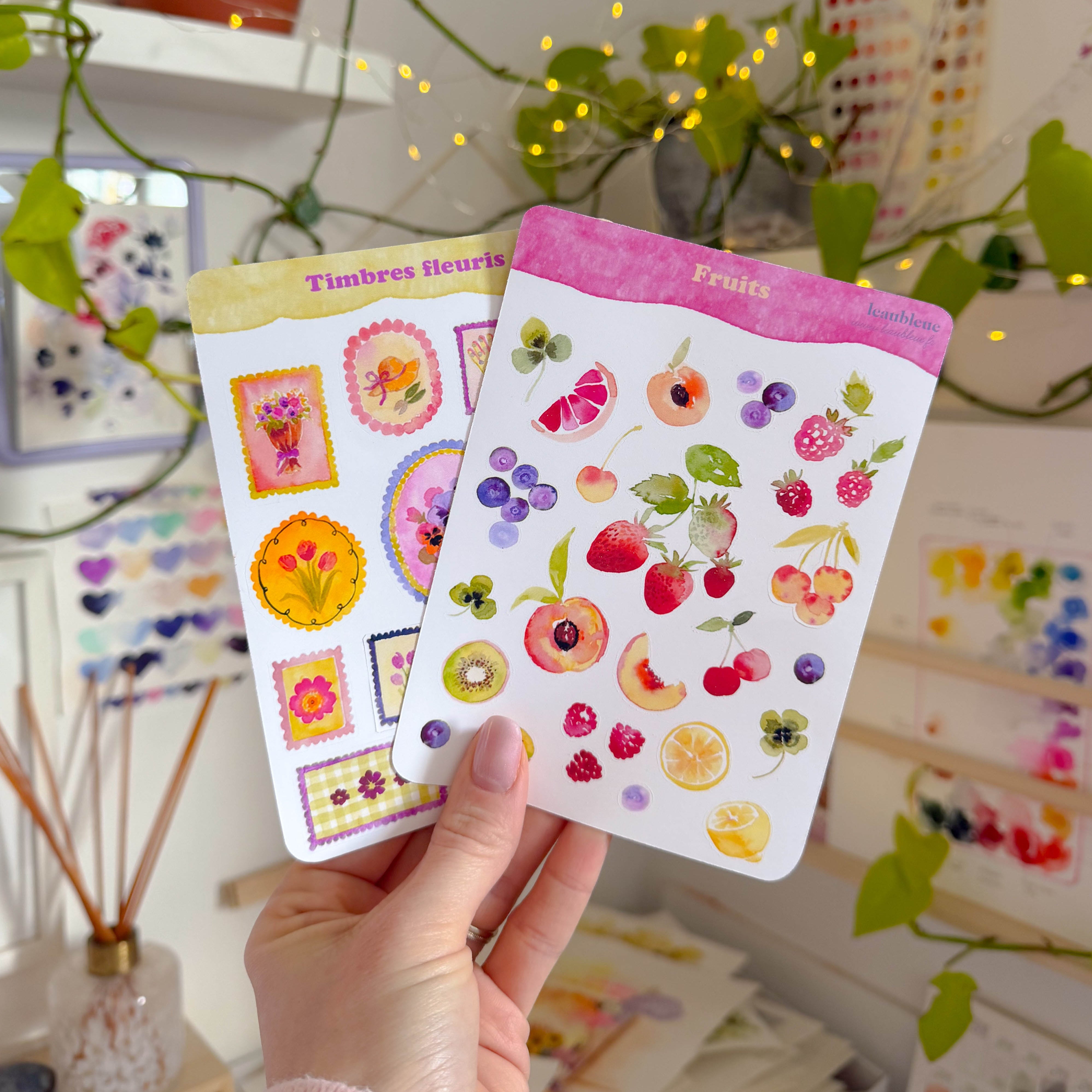 Planche de stickers - Timbres Fleuris