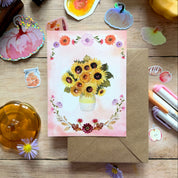 Carte tournesols (+ enveloppe kraft)