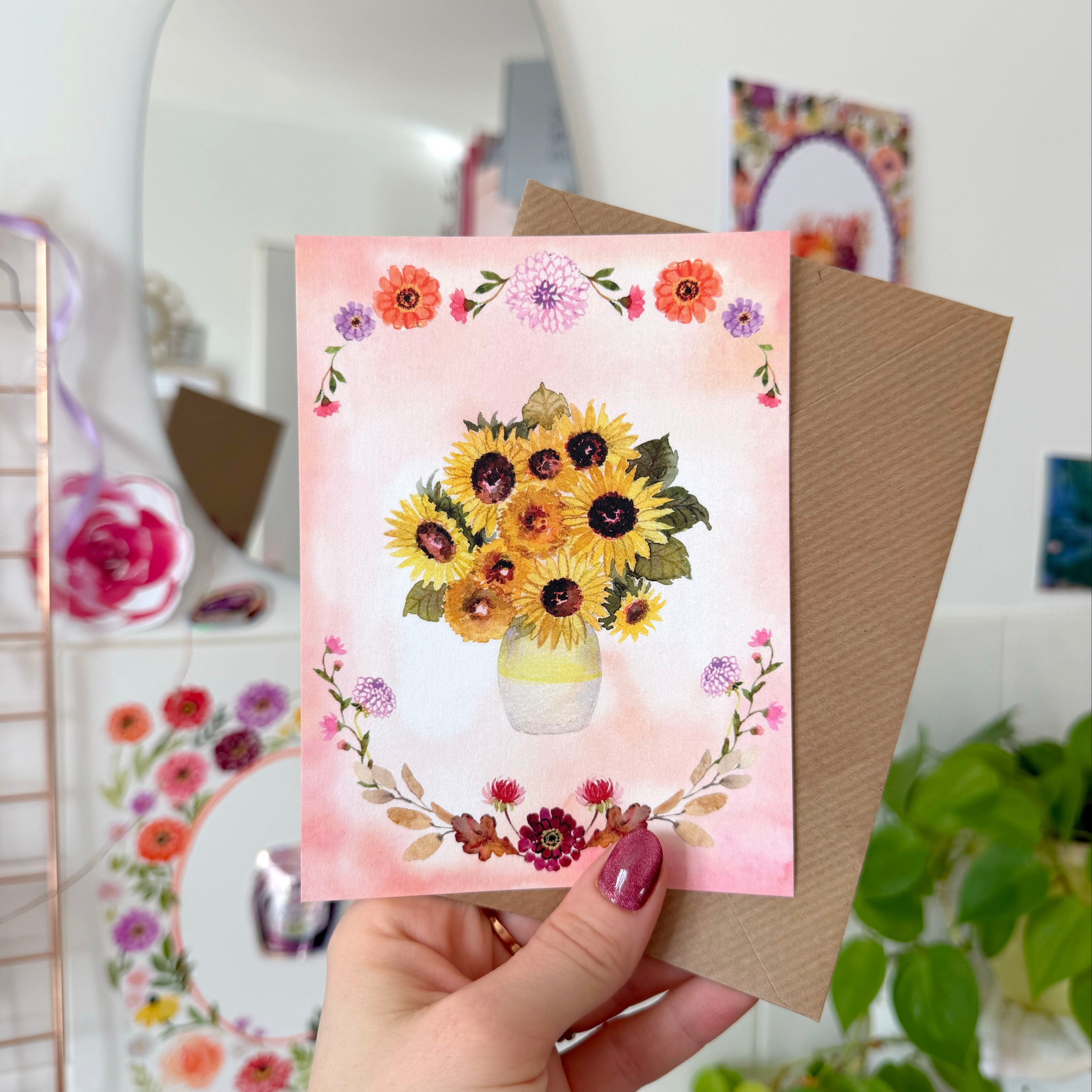Carte tournesols (+ enveloppe kraft)