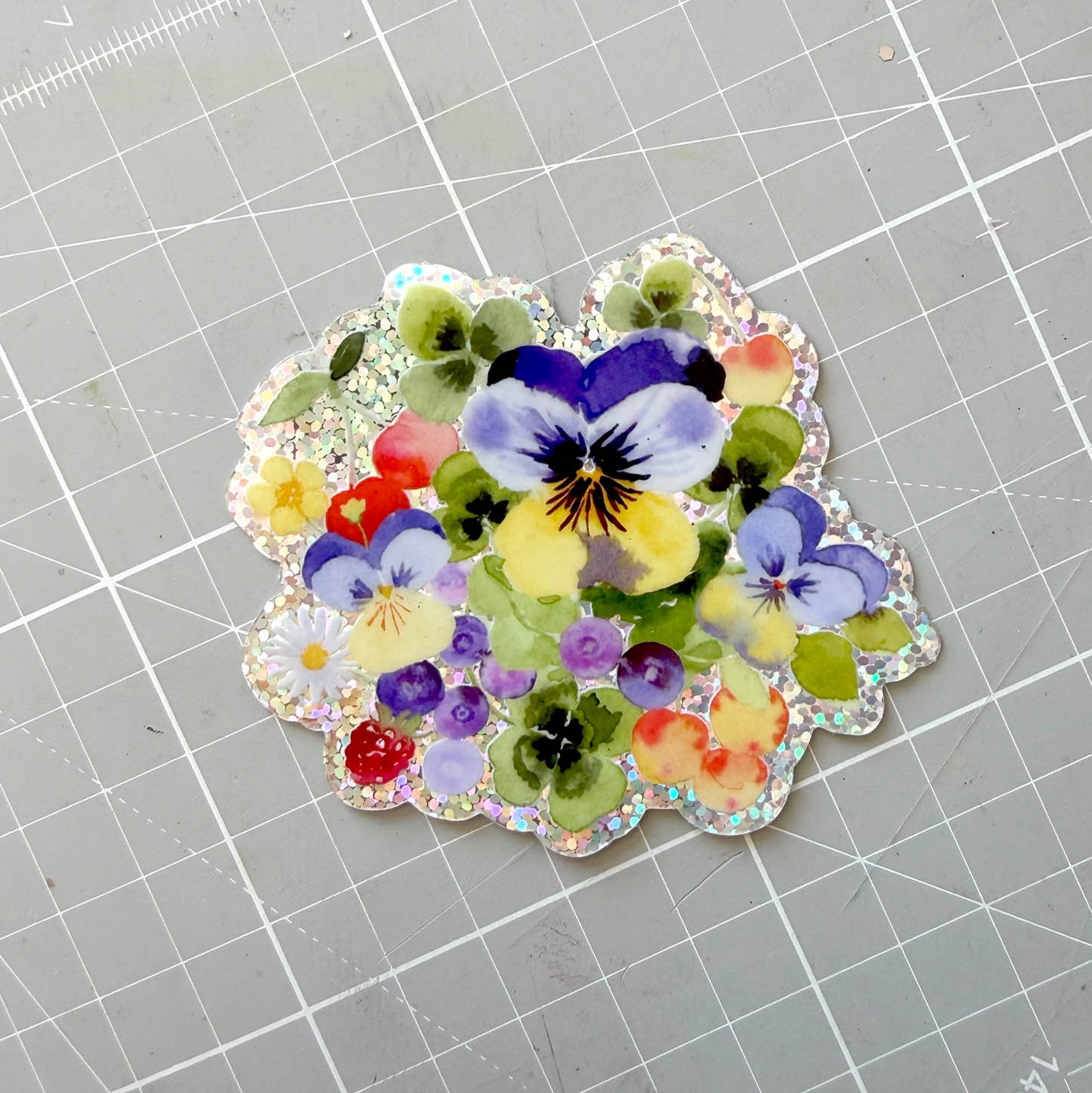 Sticker paillettes fleurs et fruits