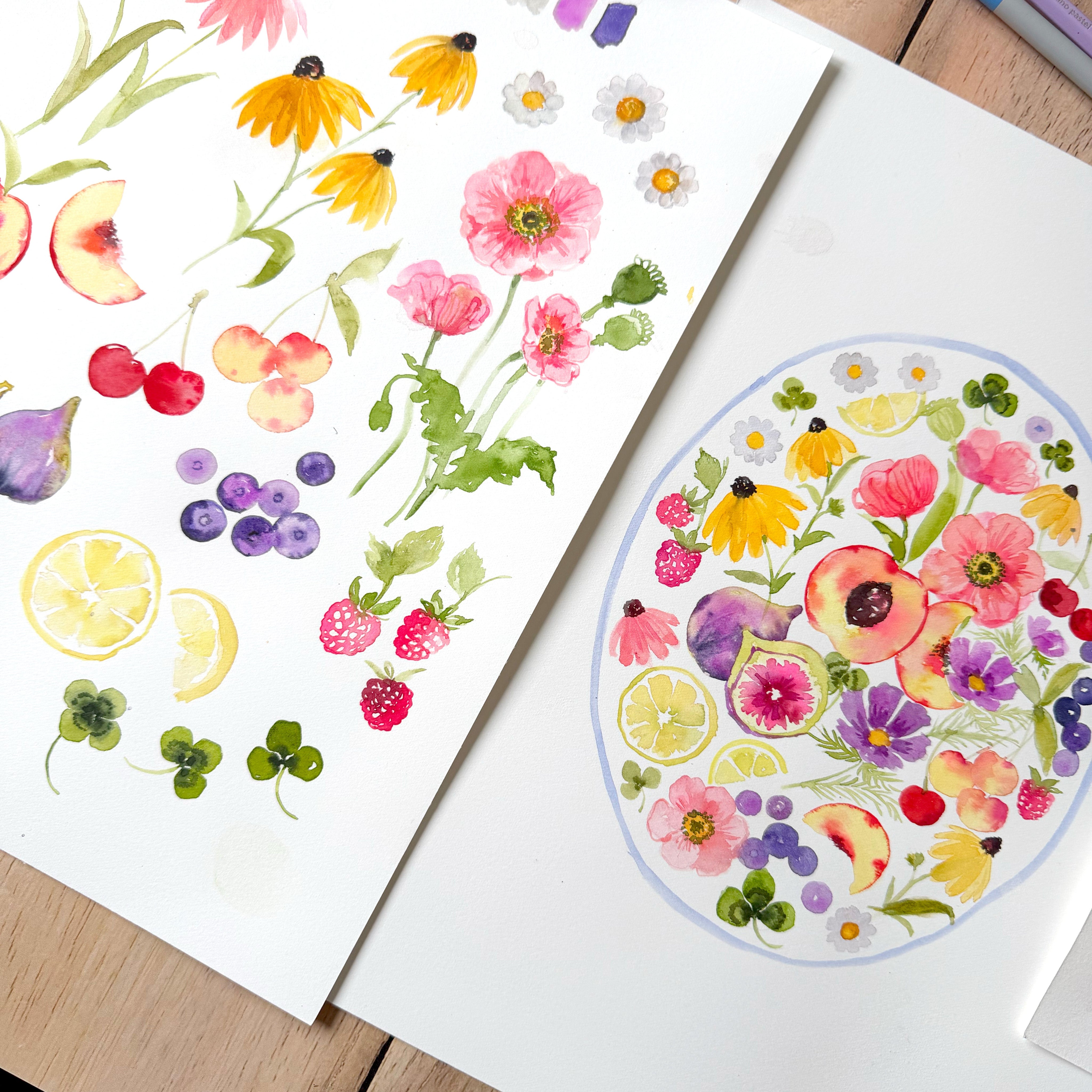 Atelier "Fleurs et fruits" 🫐🌷🍒 à PARIS Vendredi 10 juillet (APRÈS MIDI)