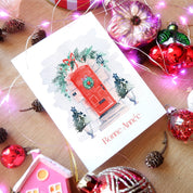 Carte de voeux - Porte de Noël (+enveloppe Kraft )