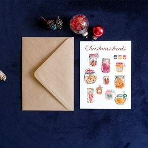 Carte de voeux - Christmas treats (+enveloppe Kraft )