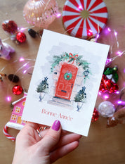 Carte de voeux - Porte de Noël (+enveloppe Kraft )