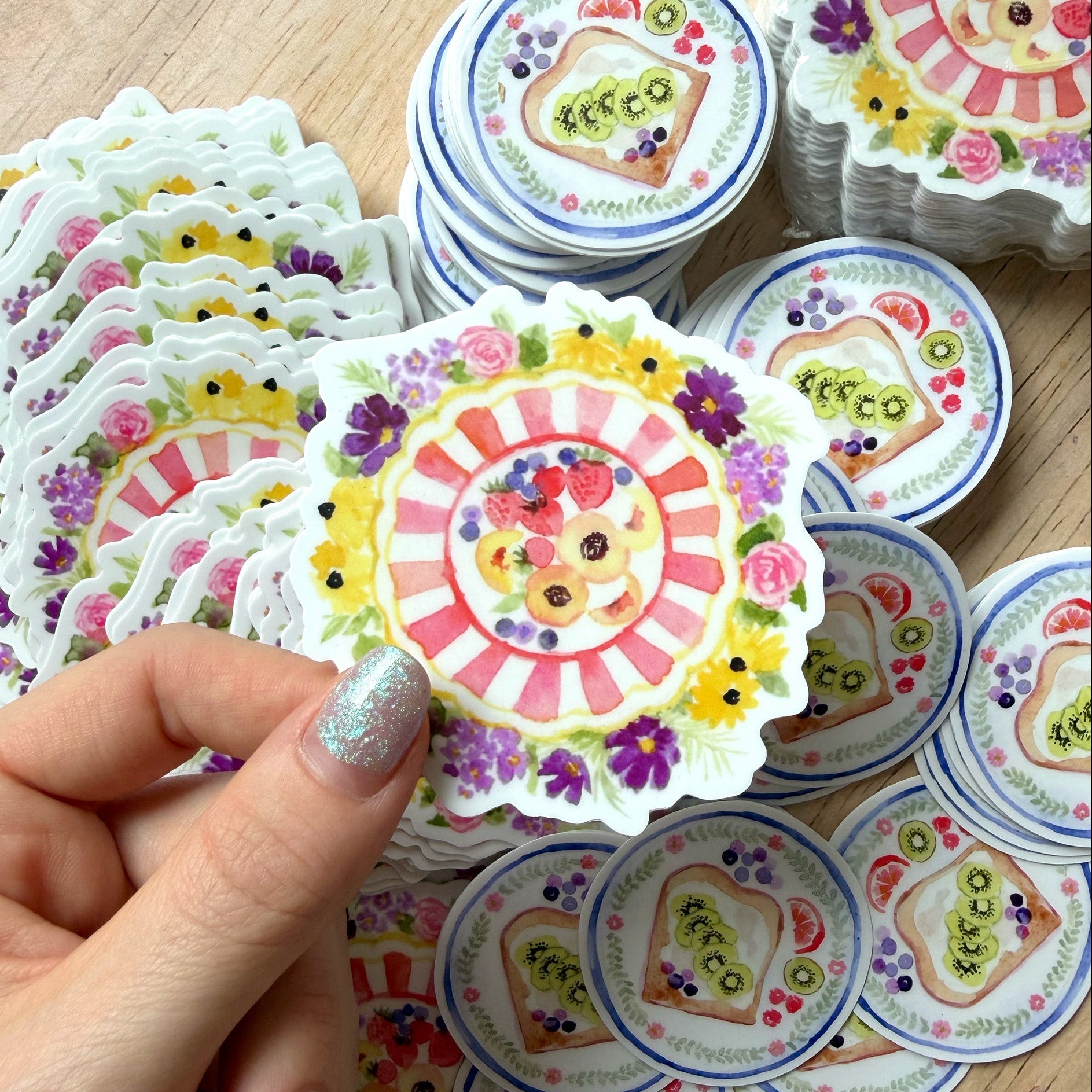 Lot de stickers vinyle "Assiettes fruitées"