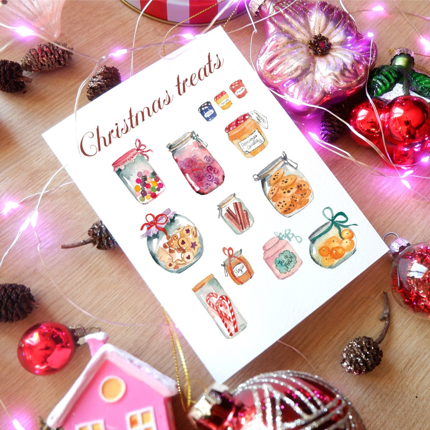 Carte de voeux - Christmas treats (+enveloppe Kraft )