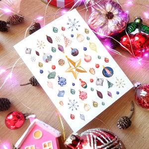 Carte de voeux - Décorations de Noël (+enveloppe Kraft )