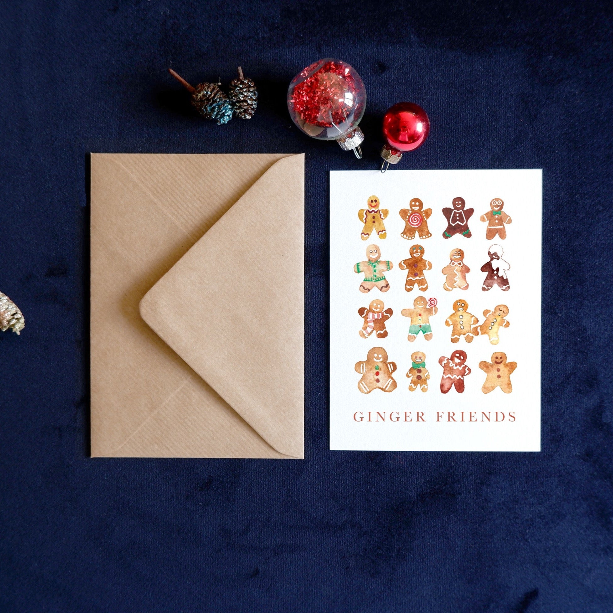 Carte de voeux - Ginger friends (+enveloppe Kraft )