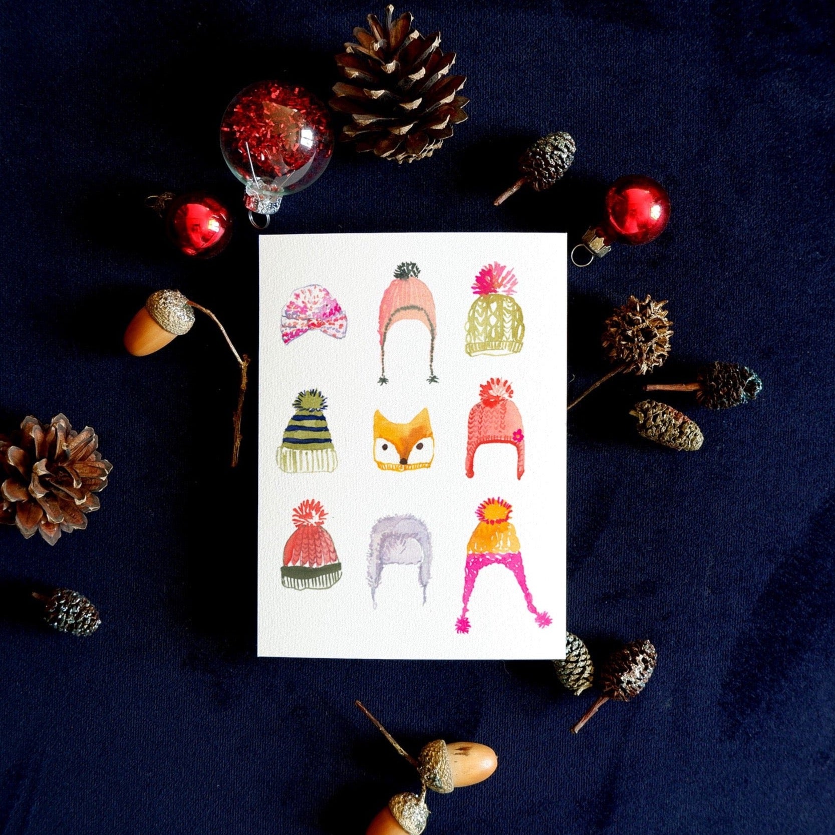 Carte de voeux Mes p'tits bonnets (+enveloppe Kraft )