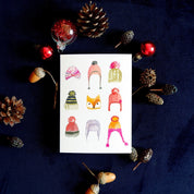 Carte de voeux Mes p'tits bonnets (+enveloppe Kraft )