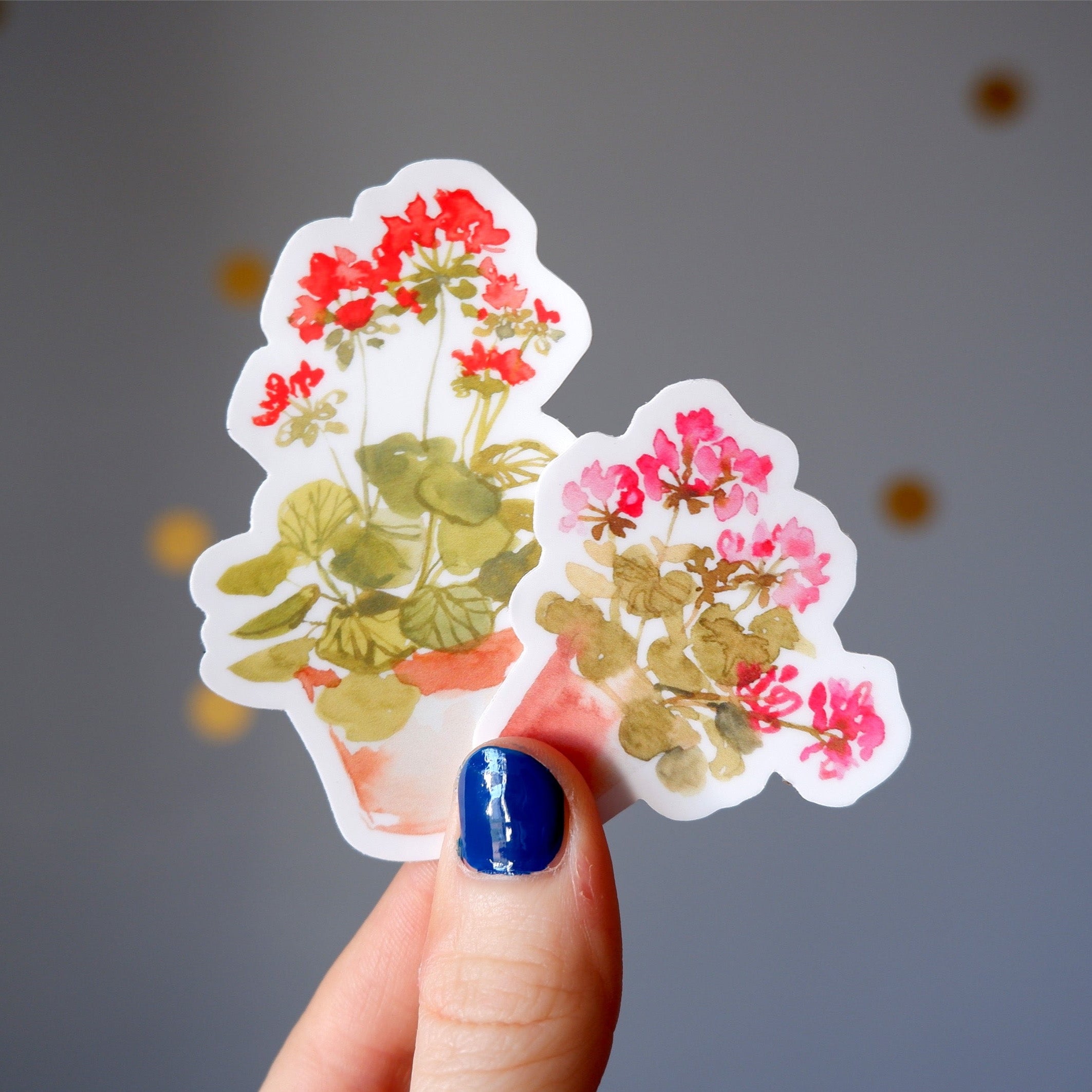 Lot de Stickers vinyle "Pots de Géranium"