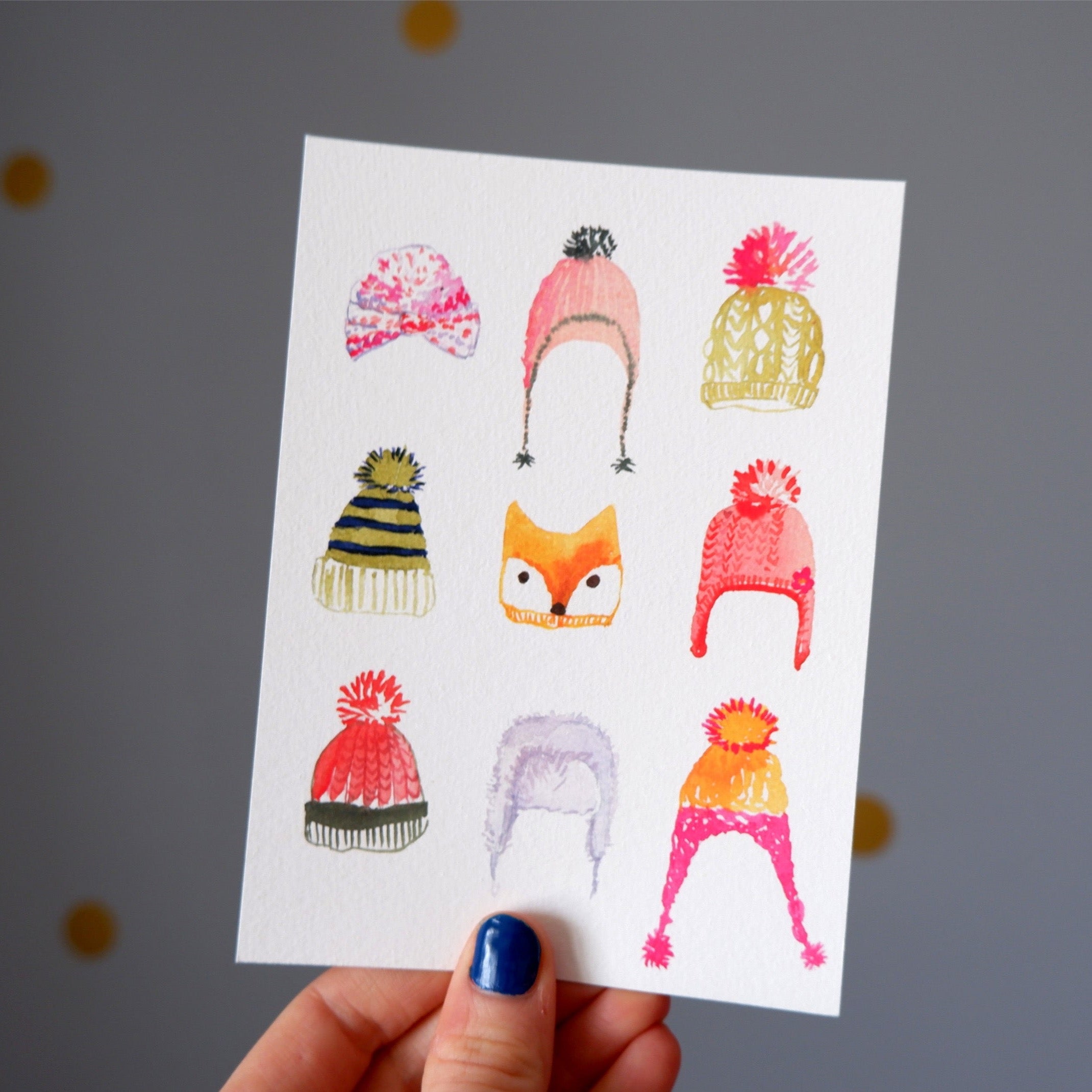 Carte de voeux Mes p'tits bonnets (+enveloppe Kraft )