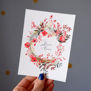 Carte de voeux Couronne Bonne année (+enveloppe Kraft )