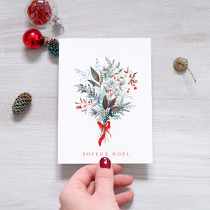 Carte de voeux - Bouquet de Noël (+enveloppe Kraft )