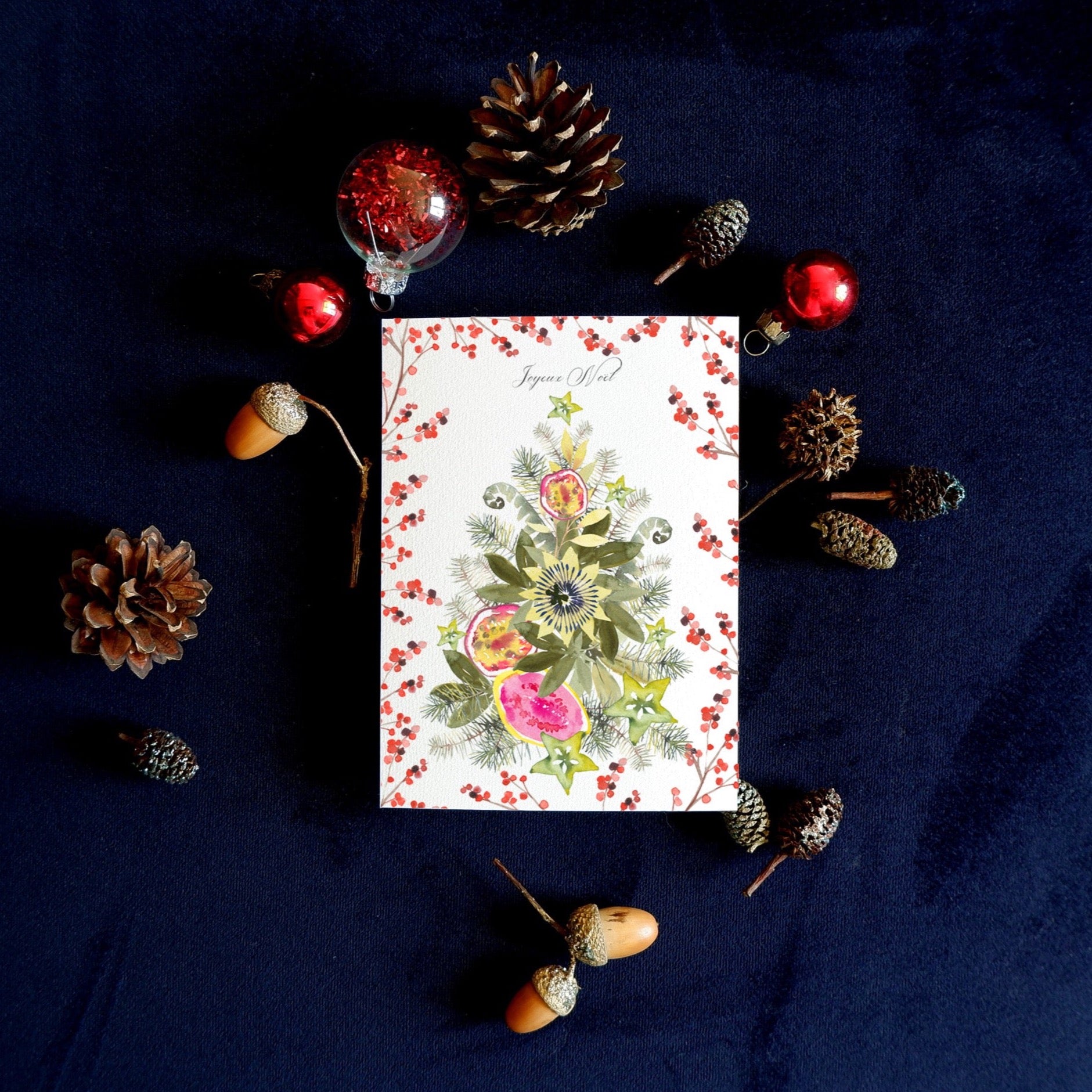 Carte de voeux Sapin "Joyeux Noël"(+enveloppe Kraft )